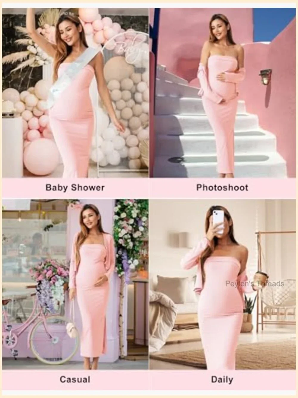 2 Piece Maternity Dress Cardigan Set, Strapless Bodycon Maxi Tube Dress, Baby